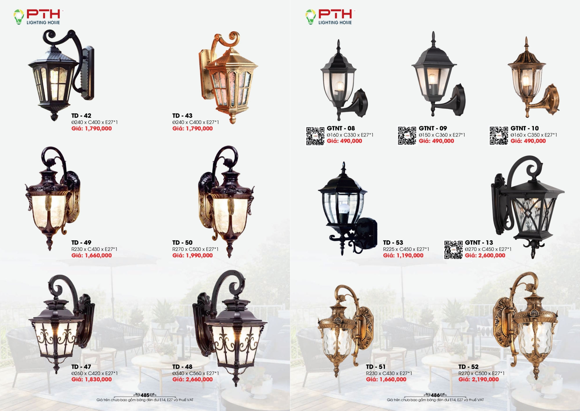 Bảng giá đèn trang trí PTH Lighting Home 2026